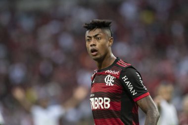 Rio, Brezilya - 21 Mayıs 2022: Bruno Henrique, Maracana Stadyumu 'nda düzenlenen Brezilya Şampiyonası' nın 7. raundunda Flamengo ile Goias arasındaki maçta oynadı.
