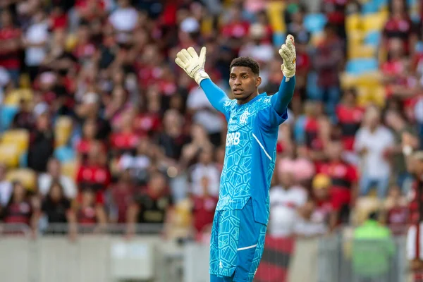 Rio, Brezilya - 21 Mayıs 2022: Hugo, Maracana Stadyumu 'nda düzenlenen Brezilya Şampiyonası' nın 7. raundunda Flamengo ile Goias arasındaki maçta oynadı.