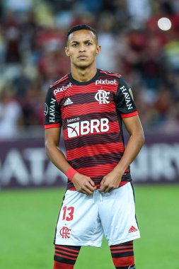 Rio, Brezilya - 24 Mayıs 2022: Lazaro oyuncusu Flamengo (BRA) - Libertadores Kupası 2022, Maracana Stadyumu 'nda oynanan karşılaşmada