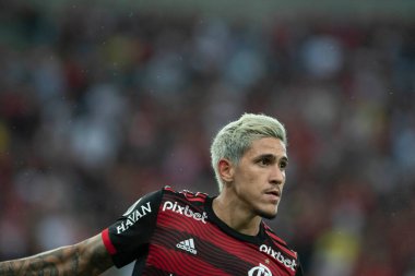 Rio, Brezilya - 24 Mayıs 2022: Maracana Stadyumu 'nda, Libertadores Kupası 2022' de Flamengo (BRA) ile Sporting Cristal (PER) arasındaki maçta Pedro oyuncusu