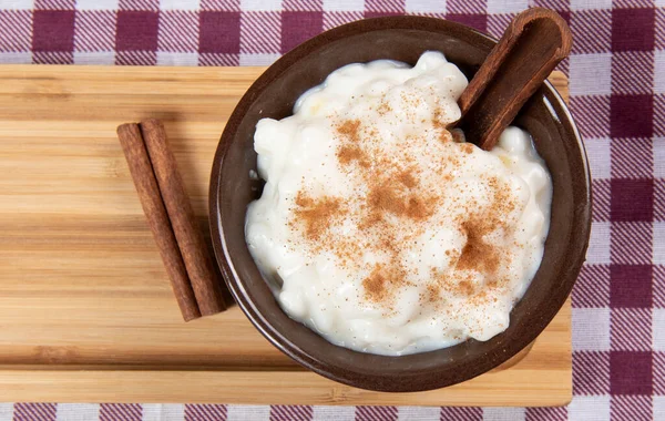 Brazilian Sweet Dessert Canjica White Corn Porridge Cinnamon Coconut Consumed — Stock Photo, Image