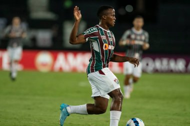 Rio, Brezilya - 09 Mart 2022: John Arias Fluminense (BRA) 3 'e karşı 1 Olimpia (PAR) ile Nilton Santos Stadyumu' nda oynanan Libertadores Kupası 'nın 3.