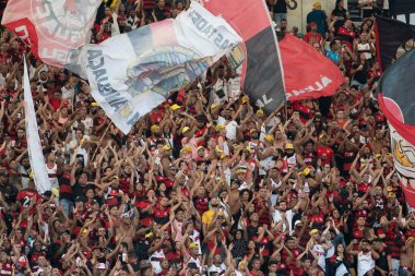 Rio, Brezilya - Haziran 05, 2022: Maracana Stadyumu 'nda oynanan 9. Brezilya Şampiyonası' nda Flamengo ve Fortaleza arasındaki maçta taraftarlar