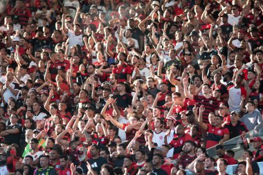 Rio, Brezilya - Haziran 05, 2022: Maracana Stadyumu 'nda oynanan 9. Brezilya Şampiyonası' nda Flamengo ve Fortaleza arasındaki maçta taraftarlar