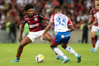 Rio, Brezilya - Haziran 05, 2022: Maracana Stadyumu 'nda oynanan 9. Brezilya Şampiyonası' nda Flamengo ve Fortaleza arasında oynanan maçta Vitinho oyuncusu