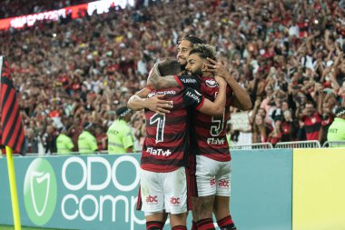 Rio, Brezilya - 15 Haziran 2022: Gabigol, Pablo, Maracana Stadyumu 'nda oynanan Brezilya Şampiyonası' nın 11. raundunda Flamengo ve Cuiaba arasındaki maçta oyuncu