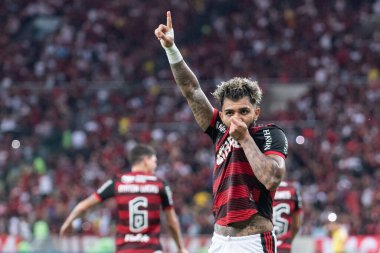 Rio, Brezilya - 15 Haziran 2022: Gabriel Barbosa, Maracana Stadyumu 'nda düzenlenen Brezilya Şampiyonası' nın 11. raundunda Flamengo ile Cuiaba arasındaki maçta