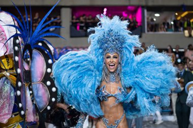 Rio, Brezilya - 24 Nisan 2022: Rio Karnavalı 'nda Samba Okulu Vila Isabel, Marques de Sapucai Sambadrome - Sabrina Sato