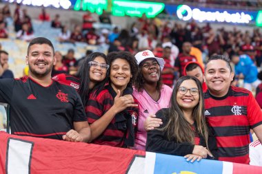 Rio, Brezilya - 15 Haziran 2022: Maracana Stadyumu 'nda oynanan Brezilya Şampiyonası' nın 11. raundunda Flamengo ve Cuiaba arasındaki maçta taraftarlar