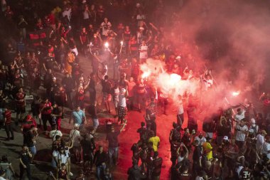 Rio, Brazil - July 13, 2022: Fans in match between Flamengo vs Atletico-MG by quarter finals round of Brazilian Cup in Maracana Stadium