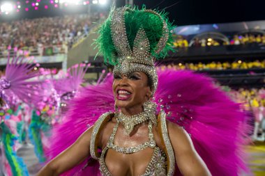 Rio, Brezilya - 22 Nisan 2022: Rio Karnavalı 'nda Samba Okul Mangueira, Marques de Sapucai Sambadrome' da düzenlendi