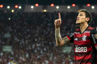 Rio, Brazil - august 9, 2022: Pedro player celebrated in match between Flamengo (BRA) vs Corinthians (BRA) by Libertadores Cup 2022, by quarterfinals, in Maracana Stadium