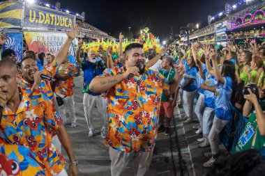 Rio, Brezilya - 22 Nisan 2022: Rio Karnavalı 'nda Samba Okul Unidos da Tijuca, Marques de Sapucai Sambadrome