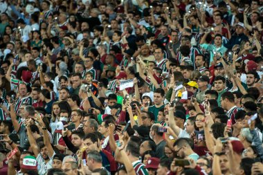 Rio, Brazil - august 24, 2022: fans in match between Fluminense vs Corinthians by semi finals round of Brazilian Cup in Maracana Stadium