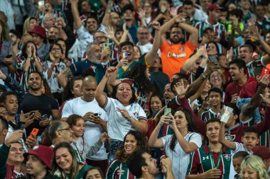 Rio, Brazil - august 24, 2022: fans in match between Fluminense vs Corinthians by semi finals round of Brazilian Cup in Maracana Stadium