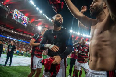 Rio, Brezilya - 14 Eylül 2022: Gabriel Barbosa (Gabigol) Maracana Stadyumu 'nda oynanan Brezilya Kupası yarı final karşılaşmasında Flamengo ile Sao Paulo arasındaki maçta