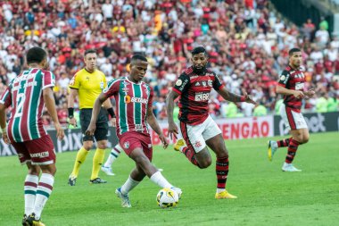 Rio, Brezilya - 18 Eylül 2022: Maracana Stadyumu 'nda düzenlenen Brezilya Şampiyonası' nda Flamengo ile Fluminense arasındaki maçta John Arias oyuncusu