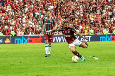 Rio, Brezilya - 18 Eylül 2022: Gabriel Barbosa (Gabigol) Fluminense ile Flamengo arasında oynanan maçta Maracana Stadyumu 'nda düzenlenen Brezilya Şampiyonası' nın 27.