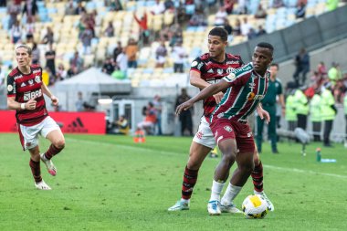 Rio, Brezilya - 18 Eylül 2022: Maracana Stadyumu 'nda düzenlenen Brezilya Şampiyonası' nda Flamengo ile Fluminense arasındaki maçta John Arias oyuncusu