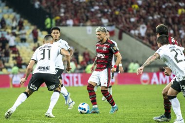 Rio, Brazil - august 9, 2022: De Arrascaeta player in match between Flamengo (BRA) vs Corinthians (BRA) by Libertadores Cup 2022, by quarterfinals, in Maracana Stadium