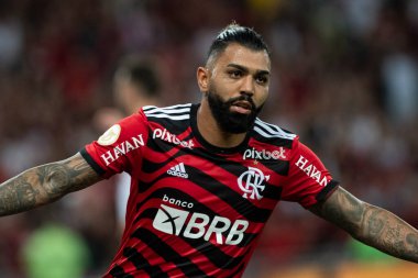 Rio, Brezilya - 01 Ekim 2022 - Gabriel Barbosa Gabigol, Maracana Stadyumu 'nda oynanan 29 rauntluk Brezilya Şampiyonası' nda Flamengo ile Bragantino arasındaki maçta