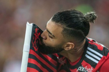 Rio, Brezilya - 01 Ekim 2022 - Gabriel Barbosa Gabigol, Maracana Stadyumu 'nda oynanan 29 rauntluk Brezilya Şampiyonası' nda Flamengo ile Bragantino arasındaki maçta