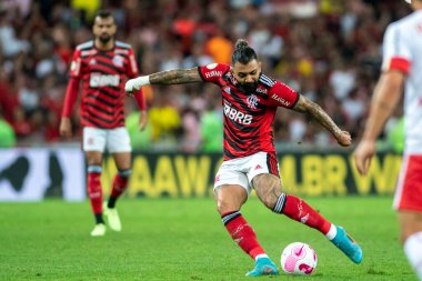 Rio, Brezilya - 01 Ekim 2022 - Gabriel Barbosa Gabigol, Maracana Stadyumu 'nda oynanan 29 rauntluk Brezilya Şampiyonası' nda Flamengo ile Bragantino arasındaki maçta