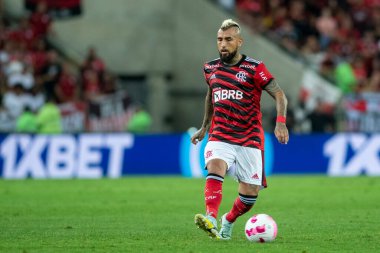 Rio, Brezilya - 01 Ekim 2022 - Maracana Stadyumu 'nda düzenlenen Brezilya Şampiyonası' nda Flamengo ve Bragantino arasındaki maçta Vidal oyuncusu