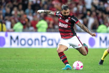 Rio, Brezilya - Ekim 05, 2022 - Gabriel Barbosa (Gabigol) Maracana Stadyumu 'nda oynanan Brezilya Şampiyonası' nın 30 raundunda Flamengo ve Internacional arasındaki maçta