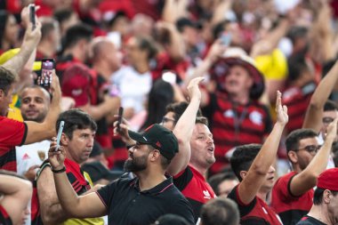 Rio, Brezilya - 19 Ekim 2022: Maracana Stadyumu 'nda oynanan Brezilya Kupası final maçında Flamengo ve Corinthians arasındaki maçta taraftarlar