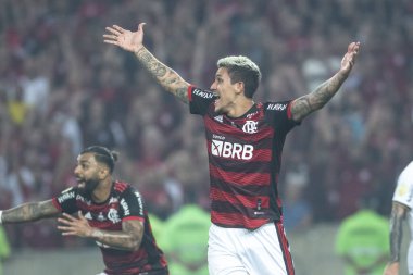 Rio, Brezilya - 19 Ekim 2022: Maracana Stadyumu 'nda oynanan Brezilya Kupası final maçında Flamengo ile Corinthians arasındaki maçta Pedro oyuncusu