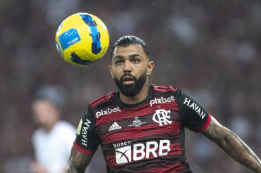 Rio, Brezilya - 19 Ekim 2022: Gabriel Barbosa (Gabigol) Maracana Stadyumu 'nda oynanan Brezilya Kupası final maçında Flamengo ile Corinthians arasındaki maçta