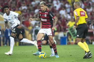 Rio, Brezilya - 19 Ekim 2022: Maracana Stadyumu 'nda oynanan Brezilya Kupası final maçında Flamengo ile Corinthians arasındaki maçta Pedro oyuncusu