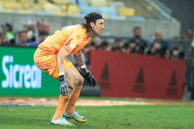 Rio, Brezilya - 19 Ekim 2022: Maracana Stadyumu 'nda oynanan Brezilya Kupası final maçında Flamengo ve Corinthians arasında oynanan maçta Cassio oyuncusu