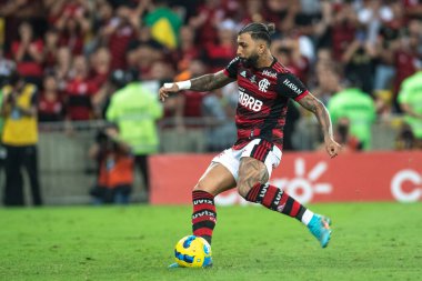 Rio, Brezilya - 19 Ekim 2022: Gabriel Barbosa (Gabigol) Maracana Stadyumu 'nda oynanan Brezilya Kupası final maçında Flamengo ile Corinthians arasındaki maçta