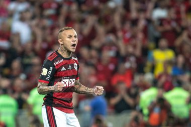 Rio, Brezilya - 19 Ekim 2022: Everton Cebolinha, Maracana Stadyumu 'nda oynanan Brezilya Kupası final maçında Flamengo ve Corinthians arasındaki maçta oynadı.