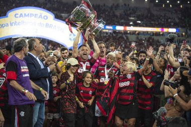 Rio, Brezilya - 19 Ekim 2022: Maracana Stadyumu 'nda oynanan Brezilya Kupası final maçında Flamengo-Corinthians maçı