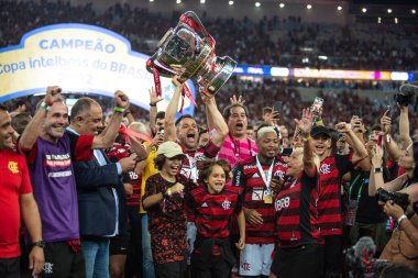 Rio, Brezilya - 19 Ekim 2022: Maracana Stadyumu 'nda oynanan Brezilya Kupası final maçında Flamengo-Corinthians maçı