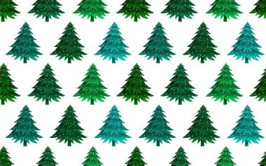 Dikensiz arka planda kar taneleri olan ağaçlar. Noel ağaçları pürüzsüz desen.