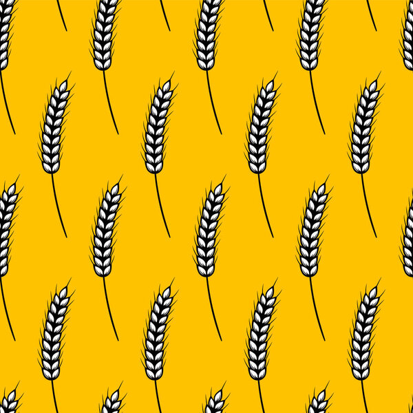 Ears of wheat vector seamless pattern. Whole grain, natural, organic background for bakery package, bread products.