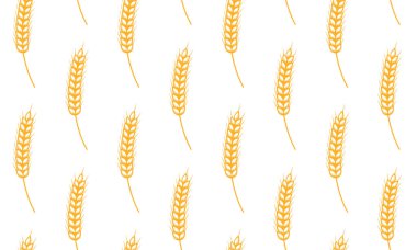 Buğday kulakları, pürüzsüz desen. Tam tahıl, doğal, organik arkaplan fırın paketi. Buğdaylı vektör arkaplanı.