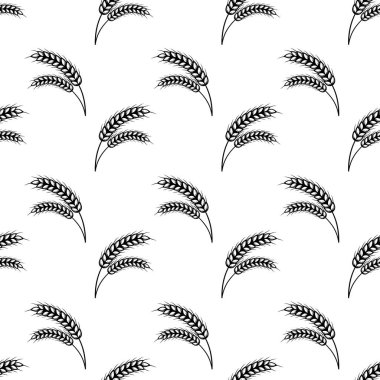 Buğday pürüzsüz desen. Buğday kulaklı vektörsüz desen. Fırın ambalajı için tam tahıl, doğal, organik arka plan.