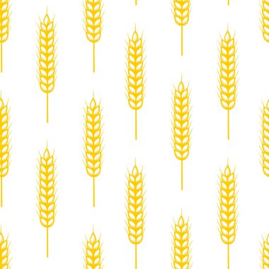 Buğday pürüzsüz desen. Buğday kulaklı vektörsüz desen. Fırın ambalajı için tam tahıl, doğal, organik arka plan.