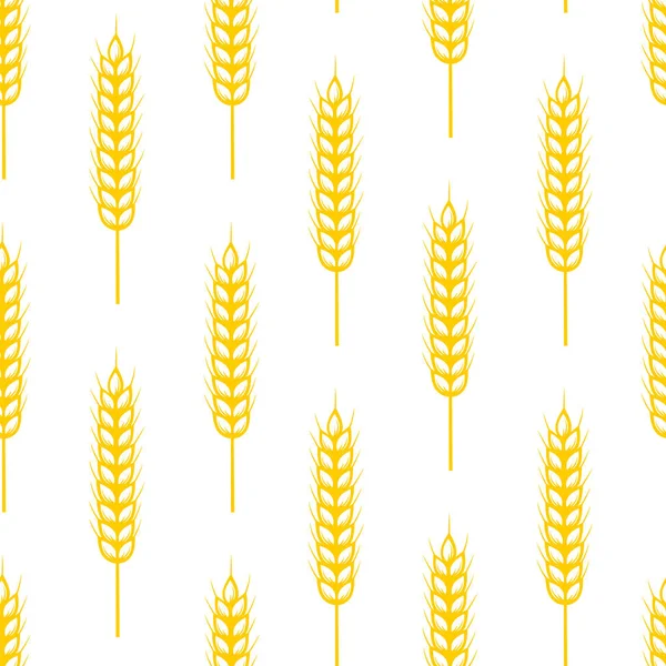 밀의 솔기없는 무늬. 통밀 귀를 가진 반사기없는 패턴. 빵집 포장에 사용되는 모든 곡물, 천연 유기농 배경. — 스톡 벡터