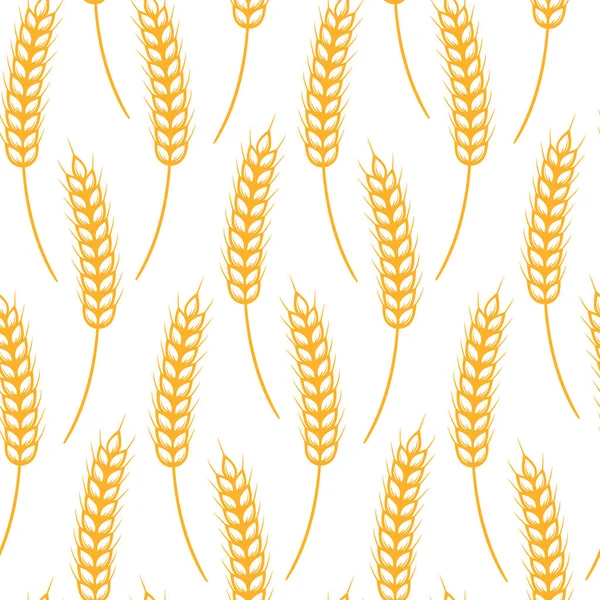 Пшеничный бесшовный узор. Векторный бесшовный рисунок с силуэтами пшеничных ушей. Векторная иллюстрация — стоковый вектор