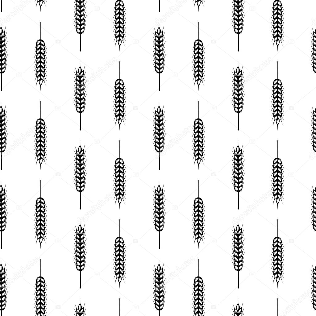 Wheat ears, seamless pattern. Whole grain, natural, organic background for bakery package. Vector background with wheat.