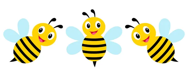 Cartoon bee collectie. Honingbijenset. Vectorillustratie. — Stockvector