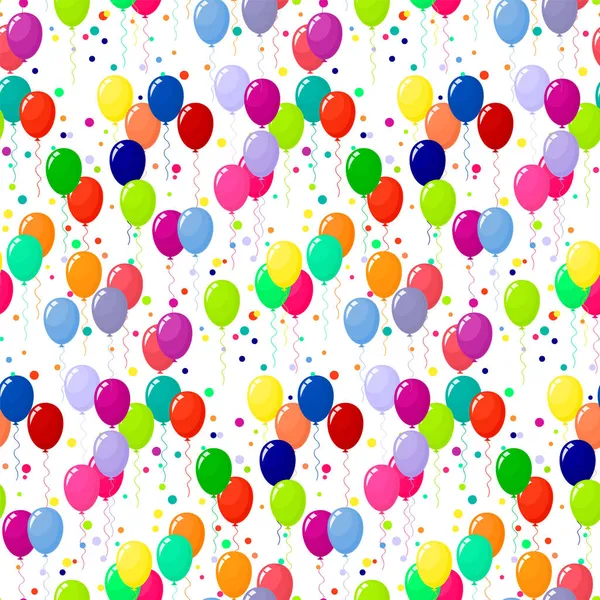 Färgglada ballonger sömlöst mönster. Festlig sömlös bakgrund med flerfärgade ballonger.Vektor. — Stock vektor