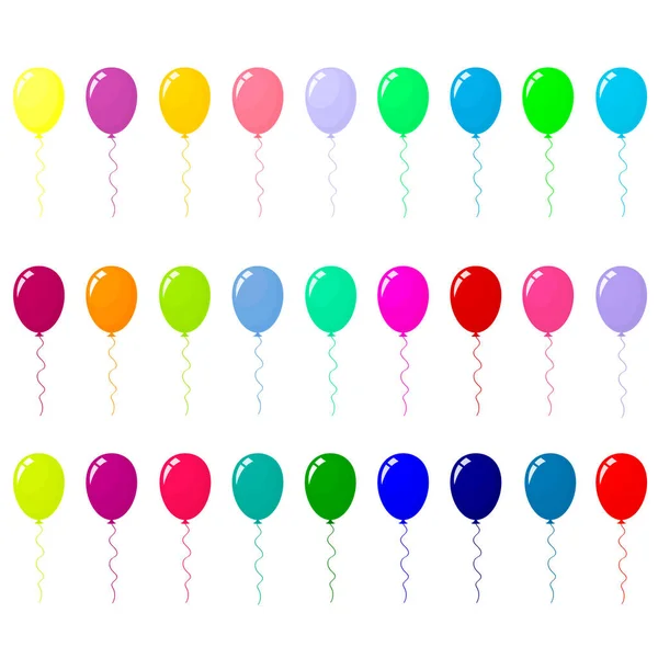 Globos coloridos, aislados en blanco. Vector de globos de helio volador ilustración. — Vector de stock