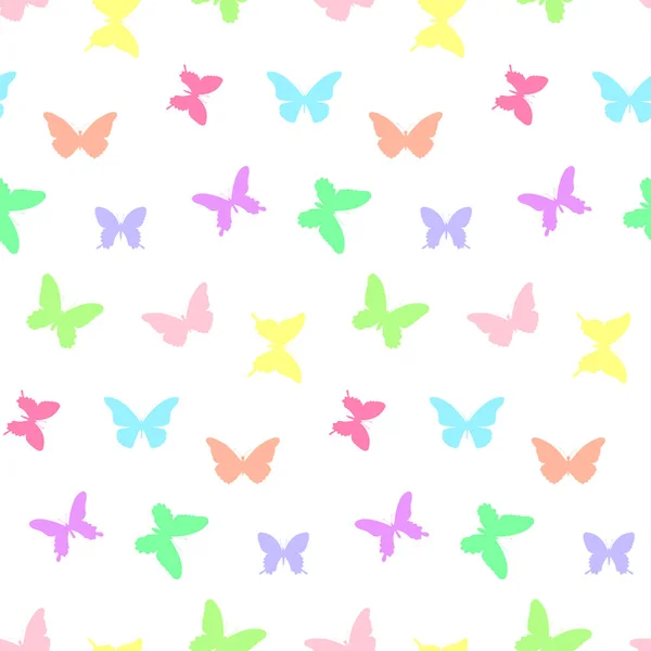 Kelebek desensiz. Renkli kelebeklerle dolu bir arka plan. — Stok Vektör
